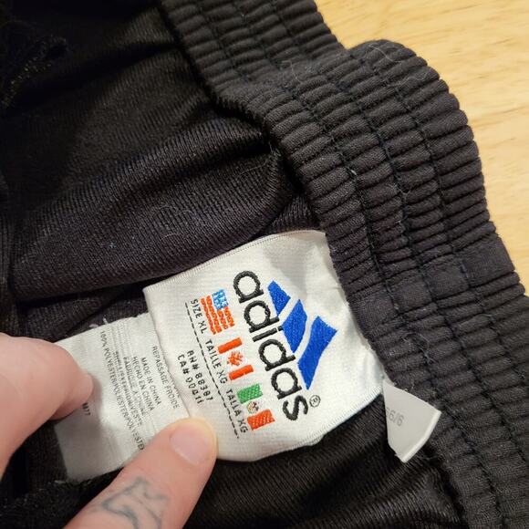 Adidas Extra Large Black Break Away Track Pants Elastic Waist Snap Stripe white - Picture 6 of 13